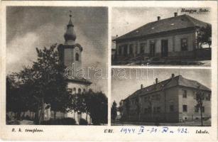 1944 Úri, Római katolikus templom, iskola, Hangya szövetkezet üzlete és saját kiadása (EK)