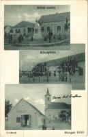 1940 Szomód, Hősök szobra, emlékmű, Községháza, Hangya szövetkezet üzlete és saját kiadása (EK)