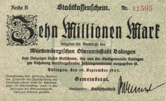 Német Birodalom/Weimari Köztársaság/Balingen 1923.9.19. 10.000.000M T:I-