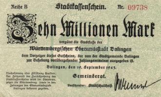 Német Birodalom/Weimari Köztársaság/Balingen 1923.9.19. 10.000.000M T:II