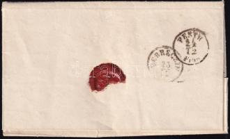 15kr I shifted perforation on domestic cover with full content 1858 15kr I. extrém elfogazással távo...