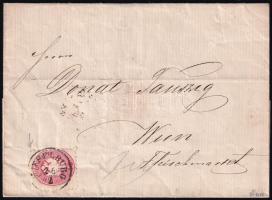 1864 5kr felül ollóval vágva távolsági levélen WIESELBURG - Wien