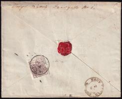 9kr + 6kr on registered domestic cover, 9kr with plate flaw, both HP III ~1852 9kr távolsági ajánlot...