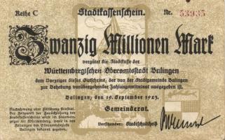 Német Birodalom/Weimari Köztársaság/Balingen 1923.9.19. 20.000.000M T:II
