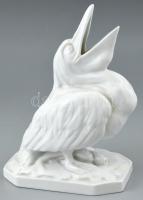 Herendi pelikán, fehér mázas, jelzett, hibátlan, m: 22 cm