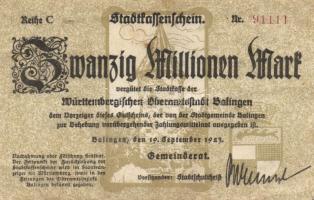 Német Birodalom/Weimari Köztársaság/Balingen 1923.9.19. 20.000.000M T:II