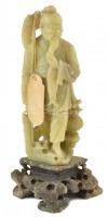 Kínai Népköztársaság, halász, zsírkő szobor, m: 15cm