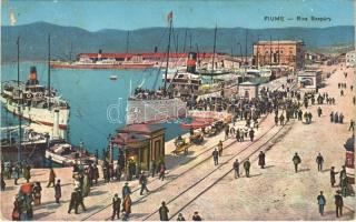 Fiume, Rijeka; Riva Szapáry. Vasúti levelezőlapárusítás 8574. / port, steamships (Rb)