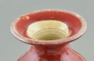 Retró váza, színes mázakkal festett kerámia, jelzés nélkül. hibátlan, m: 33 cm