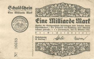 Német Birodalom/Weimari Köztársaság/Furtwangen 1923.10.19. 1000.000.000M nyomdanévvel T:II/III