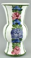 Kispesti váza, kézzel festett porcelán, jelzett, kopott, m: 17 cm