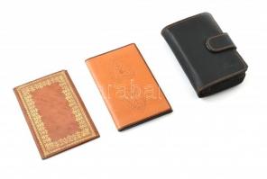 3 db pénztárca, irattárca, bőr és műbőr, az egyik apró zipzár hibával, 13x9x3,5 cm és 14x9 cm