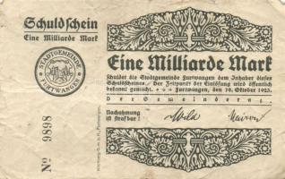 Német Birodalom/Weimari Köztársaság/Furtwangen 1923.10.19. 1000.000.000M nyomdanévvel T:III