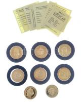 DN "Magyar aranypénzek utánveretben" jelzett, aranyozott Ag emlékérem (8xklf), 7db saját t...