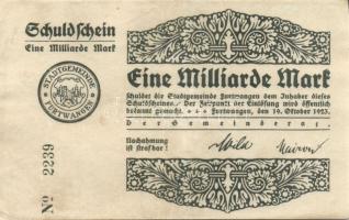 Német Birodalom/Weimari Köztársaság/Furtwangen 1923.10.19. 1000.000.000M nyomdanév nélkül T:II