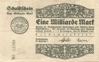 Német Birodalom/Weimari Köztársaság/Furtwangen 1923.10.19. 1000.000.000M nyomdanév nélkül T:II/III