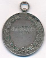 1914. Ezüstözött Br sport emlékérem "Temesvár 1914" gravírozással (35mm) T:1-