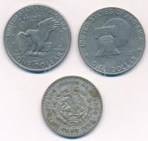 Vegyes: Amerikai Egyesült Államok 1971D 1D Cu-Ni "Eisenhower" + 1976. 1D Cu-Ni "Eisen...