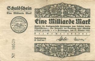 Német Birodalom/Weimari Köztársaság/Furtwangen 1923.10.19. 1000.000.000M nyomdanév nélkül T:II/III