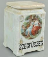 Victoria csehszlovák porcelán fűszertartó szett, 5 db-os. Matricás, irizáló réteggel, jelzett, kopot...