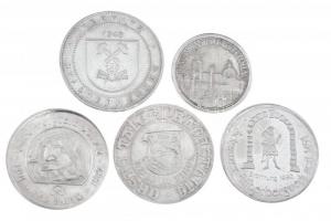 Ausztria ~1990. 5db klf ezüstözött fém zseton T:2 Austria ~1990. 5pcs of diff silver plated metal tokens C.XF