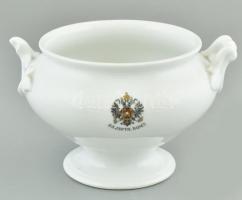 XIX. sz. vége Osztrák 63. gyalogezred címerrel ellátott porcelán tál. Sérült. / 63. inftr rgmt porcelain bowl, damaged. d: 16 cm, m: 10 cm