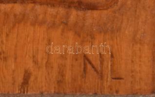 Ádám és Éva megkísértése, faragott fa, fali plasztika, jelzett: N. L., 67x33cm