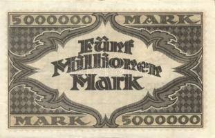 Német Birodalom/Weimari Köztársaság/Hamburg/Hugo Stinnes Linien 1923.8.18. 5000.000M piros sorszámma...