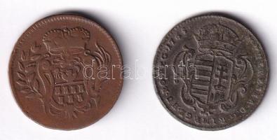 Erdély 1765. 1gr Cu + 1765. Rézdénár "Mária Terézia / zárt korona" T:2- Unger (Erdély): 63...