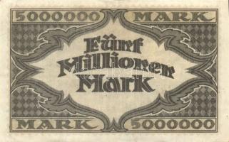 Német Birodalom/Weimari Köztársaság/Hamburg/Hugo Stinnes Linien 1923.8.18. 5000.000M piros sorszámma...