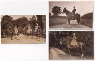 3 db RÉGI lovas fotó / 3 pre-1945 photos with horses