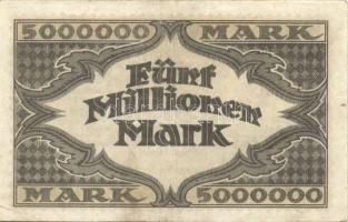 Német Birodalom/Weimari Köztársaság/Hamburg/Hugo Stinnes Linien 1923.8.18. 5000.000M piros sorszámma...