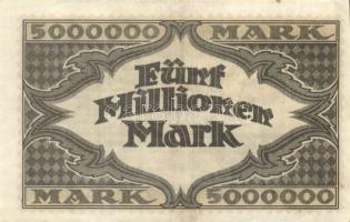 Német Birodalom/Weimari Köztársaság/Hamburg/Hugo Stinnes Linien 1923.8.18. 5000.000M piros sorszámma...