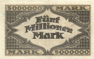 Német Birodalom/Weimari Köztársaság/Hamburg/Hugo Stinnes Linien 1923.8.18. 5000.000M piros sorszámma...