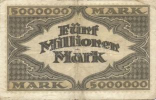 Német Birodalom/Weimari Köztársaság/Hamburg/Hugo Stinnes Linien 1923.8.10. 5000.000M fekete sorszámm...