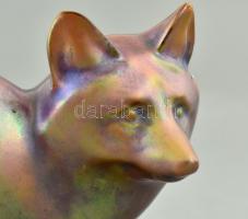 Zsolnay Sinkó András terv, Egyes róka (Természet után, "kertben") (1935) 10x18cm, eozinmáz...