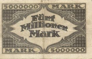 Német Birodalom/Weimari Köztársaság/Hamburg/Hugo Stinnes Linien 1923.8.10. 5000.000M fekete sorszámm...