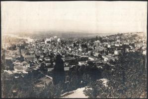 cca 1910-1920 Isztambul, Ahmed szultán dzsámija (Kék mecset), híd villamossal és gőzhajókkal, városi...
