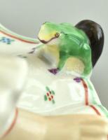 Herendi 1942 lány békával, kézzel festett, jelzett hibátlan, m: 9 cm