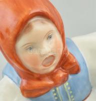 Herendi 1942 lány békával, kézzel festett, jelzett hibátlan, m: 9 cm