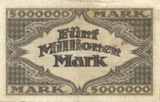 Német Birodalom/Weimari Köztársaság/Hamburg/Hugo Stinnes Linien 1923.8.10. 5000.000M fekete sorszámm...