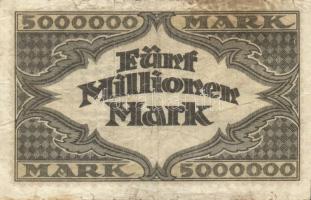 Német Birodalom/Weimari Köztársaság/Hamburg/Hugo Stinnes Linien 1923.8.10. 5000.000M fekete sorszámm...