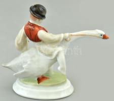 Herendi porcelán Ludas Matyi, gazdagon díszített magyaros mintával. Kézzel festett, jelzett, apró ko...