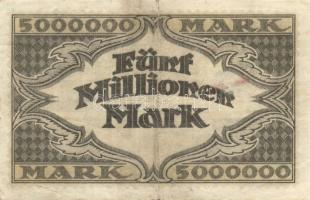 Német Birodalom/Weimari Köztársaság/Hamburg/Hugo Stinnes Linien 1923.8.10. 5000.000M fekete sorszámm...