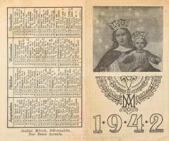 1942 Vallási kártyanaptár 4 p. 7,5x12 cm