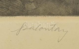 Szalontay József (1890-?): Tere-fere. Rézkarc, papír, jelzett, üvegezett fa keretben, 33×28 cm