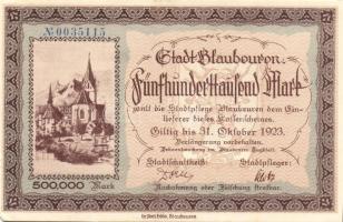 Német Birodalom/Weimari Köztársaság/ Blaubeuren 1923.10.31. 500.000M T:II+