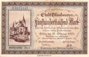Német Birodalom/Weimari Köztársaság/Blaubeuren 1923.10.31. 500.000M T:II