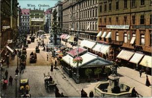 Wien, Vienna, Bécs; Graben / street view, café, restaurant, shops, market (Rb)