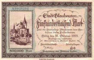 Német Birodalom/Weimari Köztársaság/ Blaubeuren 1923.10.31. 500.000M T:II